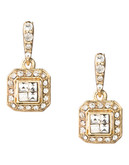 Carolee Golden Dreams Deco Crystal Double Drop Pierced Earrings Gold Tone Crystal Drop Earring - Gold