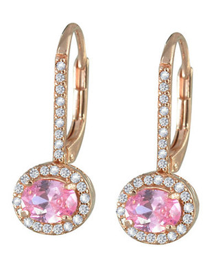 Expression Sterling Silver Cubic Zirconia And Pink Cubic Zirconia Earrings - Pink