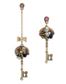 Betsey Johnson Woven Cluster Key Mismatch Earring - Purple