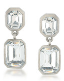 Carolee Dark Star Crystal Double Drop Pierced Earrings - Silver