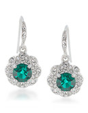 Carolee Gems and Tonic Green Drop Pierced Earrings Silver Tone Crystal Drop Earring - Grey
