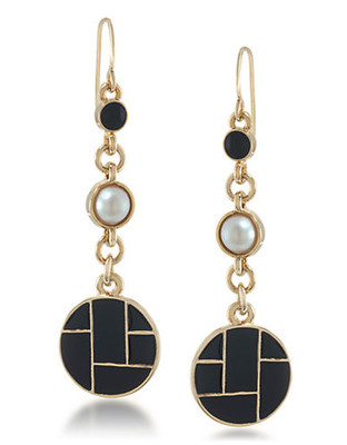 Carolee Espresso Martini Linear Pierced Earrings Gold Tone Drop Earring - Black