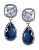 Carolee Uptown Girl Sapphire Crystal Double Drop Pierced Earrings - Blue
