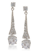 Carolee The Demi Linear Drop Pierced Earrings Silver Tone Crystal Drop Earring - Silver