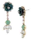 Betsey Johnson Patina Flower Linear Earring - Multi-Coloured