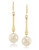 Carolee Sculpture Garden Pearl Drop Pierced Earrings Gold Tone Plastic Drop Earring - Gold