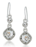Carolee Deco Nights Double Drop Pierced Earrings Silver Tone Crystal Drop Earring - Silver