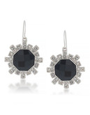 Carolee Deco Nights Sunburst Drop Pierced Earrings Silver Tone Crystal Drop Earring - Black