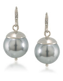 Carolee Cosmic Reflections Silver Pearl Drop Pierced Earrings - Silver