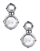 R.J. Graziano Double Crystal Drop Earrings - Gunmetal