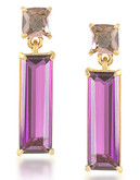 Carolee Modern Rosé Double Drop Pierced Earrings Gold Tone Crystal Drop Earring - Pink