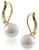 Carolee 8mm White Pearl Drop Earrings with Goldtone - White