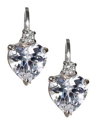 Expression Sterling Silver CZ Heart Earrings - Silver