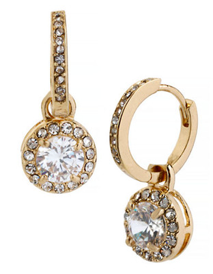 Betsey Johnson Crystal Cubic Zirconia Gold Round Drop Earring - Gold