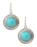 Lauren Ralph Lauren Etched Bezel Turquoise Drop Earrings - Turquoise