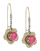 Betsey Johnson Pink Flower Drop Earrings - Pink