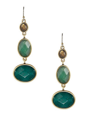 Lucky Brand Linear Stone Drop Earrings - Gold