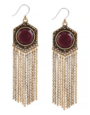 Lucky Brand Gold Tone Semi Precious Stone Drop Earring - Gold