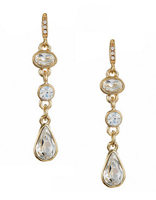 Carolee Tri Stone Drop Earrings - Gold
