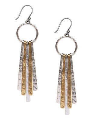 Lucky Brand Lucky Brand Earrings, Silver/Gold-Tone Metal Paddle Earrings - Yellow