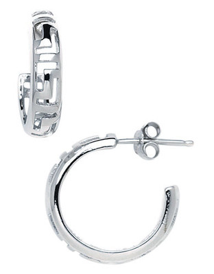 Expression Sterling Silver Greek Key Earrings - Silver