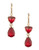 Anne Klein Lever Back Double Drop Earrings - Red