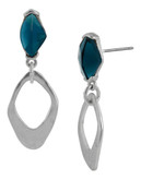 Robert Lee Morris Soho Faceted Bead Geometric Link Drop Earring Metal glass Drop Earring - Blue