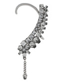 Bcbgeneration Nice Ice Antique Rhodium Plated Base Metal Epoxy Stone Ear Cuff Parallel Curve Earring - Grey
