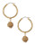 Lauren Ralph Lauren Medium  Hoop Textured Bead Drop Earring Goldtone - Gold