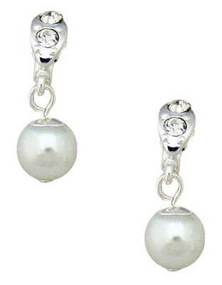 Anne Klein Pearl Drop Clip Earring - White