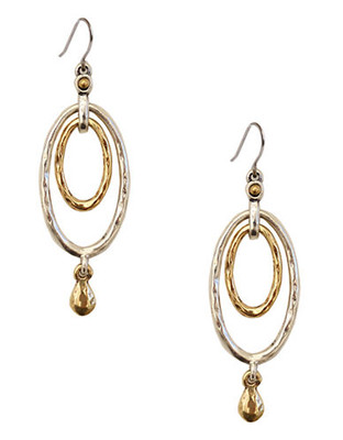 Lucky Brand Sillver/gold-tone oval orbital earrings - Two Tone Colour