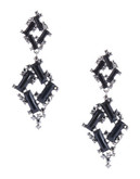 Expression Double Diamond Cluster Drop Earrings - Black