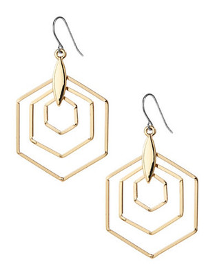 Kensie Hexagon Orbital Drop Earrings - Gold