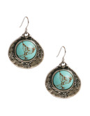 Lucky Brand Lucly Brand Silver-Tone Turquoise Drop Earrings - Silver