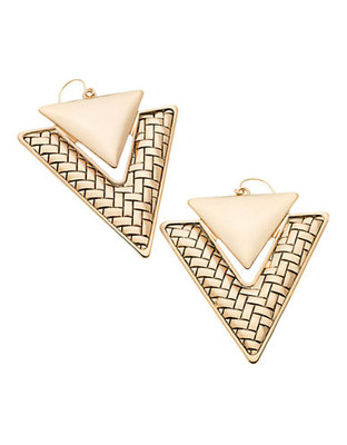 Guess Triangle Basketweave Earrings - Gold