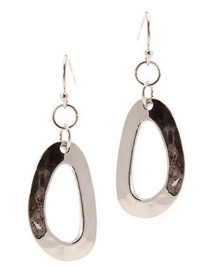 Jones New York Open Hammered Organic Earrings - Silver