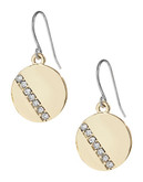 Kensie Pave Striped Disc Earrings - Gold