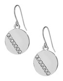 Kensie Pave Striped Disc Earrings - Silver
