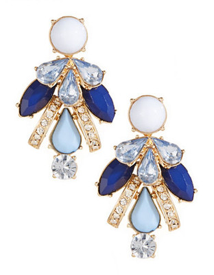 Expression Multi Faceted Drop Stone Earrings - blue
