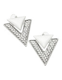 Guess Triangle Basketweave Earrings - Silver