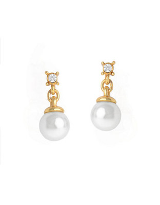 Anne Klein Drop Crystal and Pearl Post - Pear