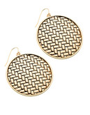 Guess Basketweave Drop Disc Earrings - Gold