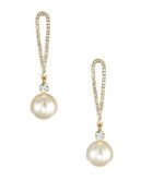 Expression Drop Pearl Pave Earrings - beige