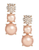 Expression Round Faux Pearl Drop Earrings - beige