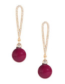 Expression Drop Pearl on Pave Loop Earrings - red