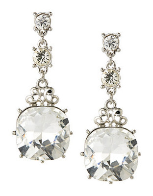 Expression Rhinestone Drop Earrings - Silver