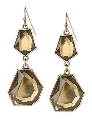 Expression Faceted Stone Drop Earrings - Dark Grey