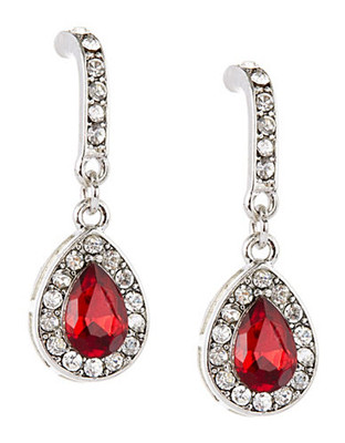 Expression Small Pave Teardrop Earrings - Red