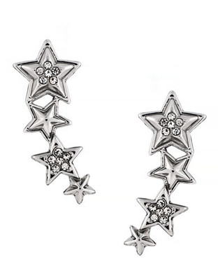Bcbgeneration Stardust Light Antique Rhodium Plated Glass Star Climber Earring - Grey
