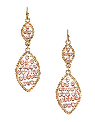 R.J. Graziano Crystal Beaded Drop Earrings - Pink